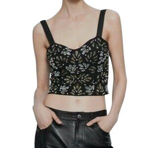Zara  Black Top With Embroidered Sequins I Size: M